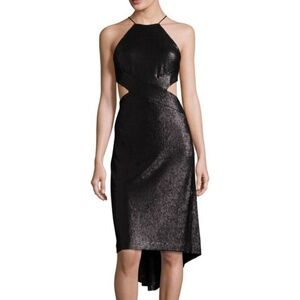 Halston Heritage Cutout Sequin Halter Dress